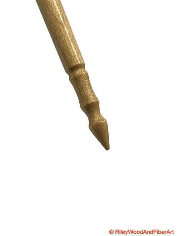 Top Whorl Drop Spindle - Rift Sawn White Oak & African Mahogany - 29g on white background