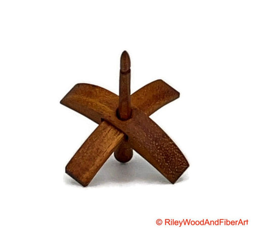 Mini Turkish Drop Spindle - Monkey Pod Whorl with Cherry Shaft made by Riley Wood and Fiber Art