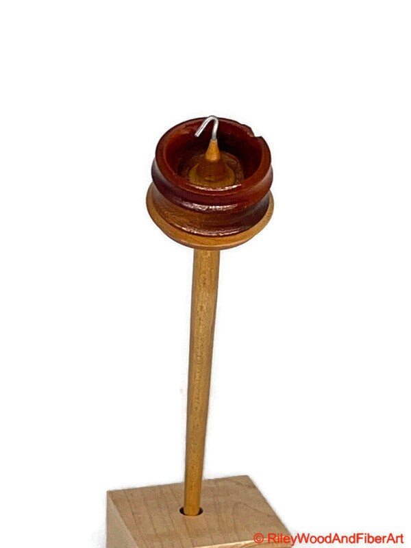 Top Whorl Drop Spindle: Allo, African Mahogany, and Maple - 24 grams made by Riley Wood and Fiber Art