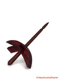 Mini Turkish Drop Spindle - Padauk Whorl with Red Heart Shaft on white background