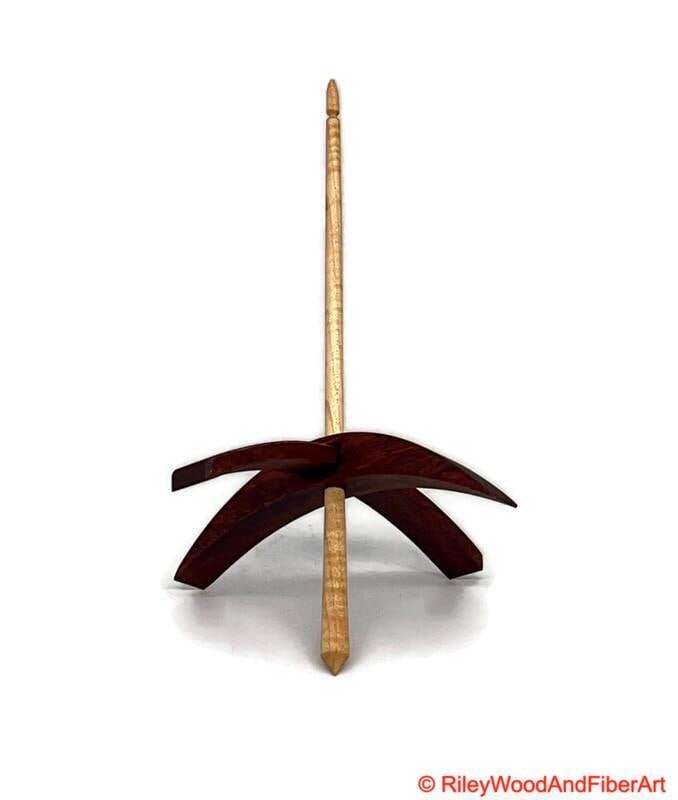 Mega Turkish Drop Spindle - Granadillo Whorl with Curly Maple Shaft made by Riley Wood and Fiber Art