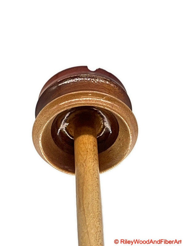 Top Whorl Drop Spindle: Allo, African Mahogany, and Maple - 24 grams made by Riley Wood and Fiber Art