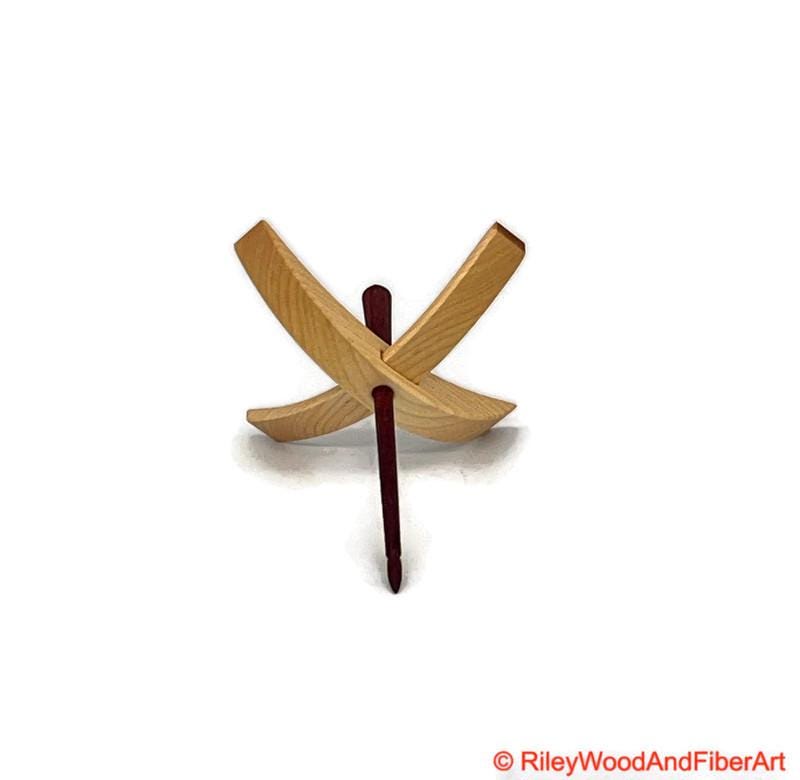 Medium Turkish Drop Spindle - Maple Whorl with Purple Heart Shaft made by Riley Wood and Fiber Art