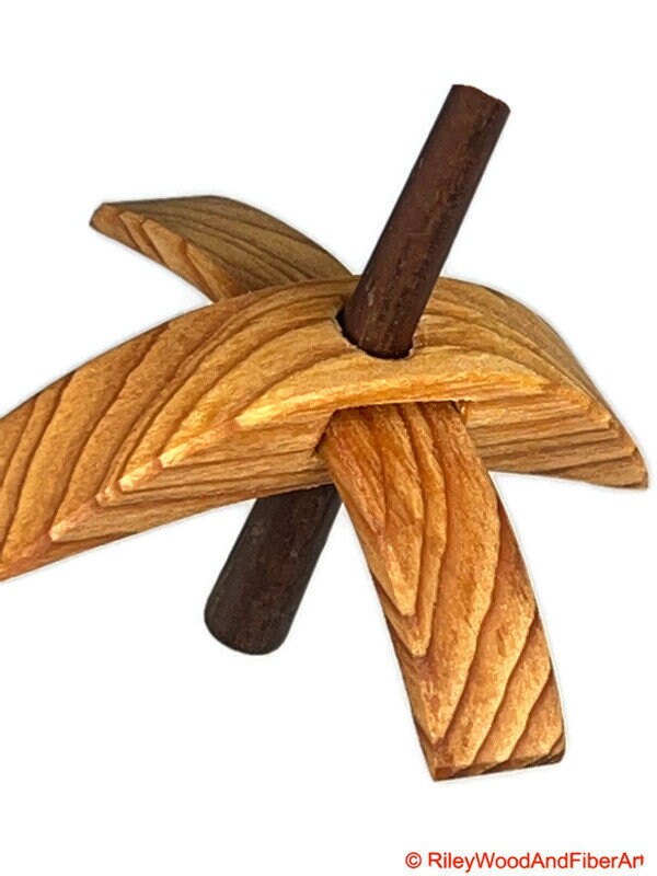 Mini Turkish Drop Spindle - Vertical Grain Douglas Fir Whorl with Walnut Shaft made by Riley Wood and Fiber Art