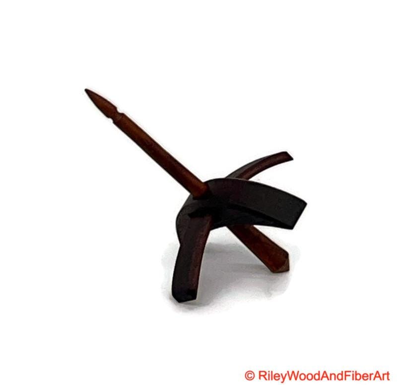 Mini Turkish Drop Spindle - Walnut Whorl with Plum Shaft made by Riley Wood and Fiber Art