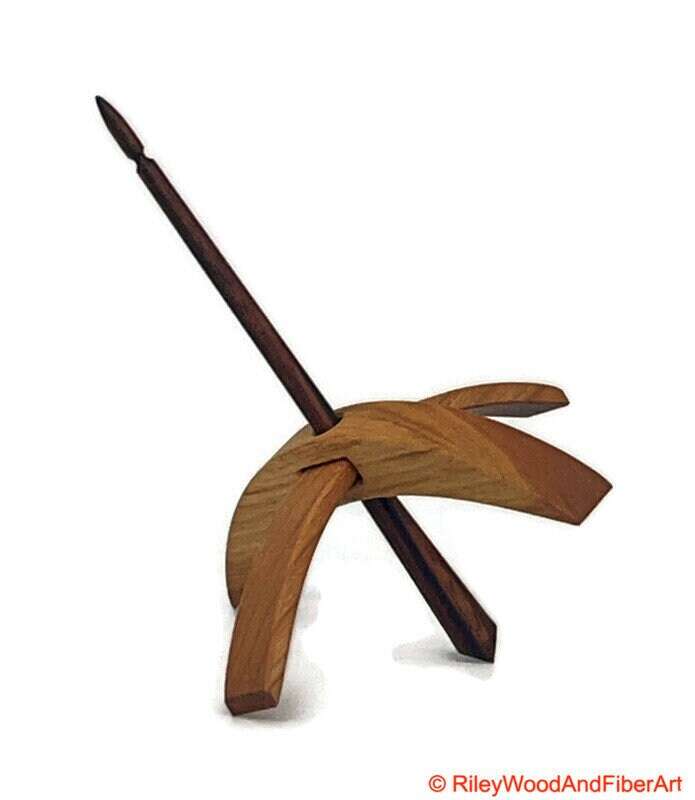 Medium Turkish Drop Spindle - Cherry at Demarcation Whorl with Jobillo Shaft made by Riley Wood and Fiber Art