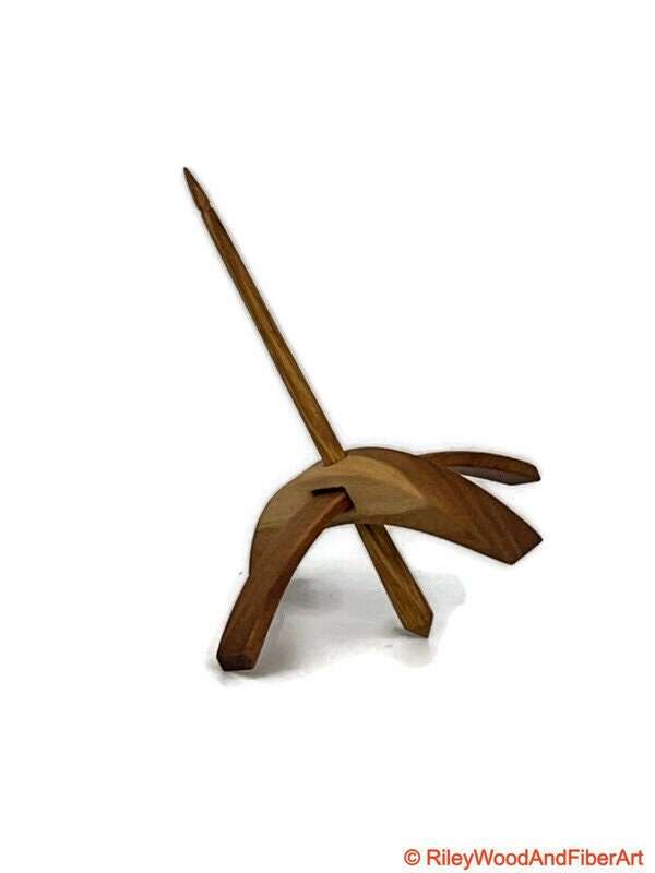 Medium Turkish Drop Spindle - Cherry at Demarcation Whorl with White Oak Shaft made by Riley Wood and Fiber Art