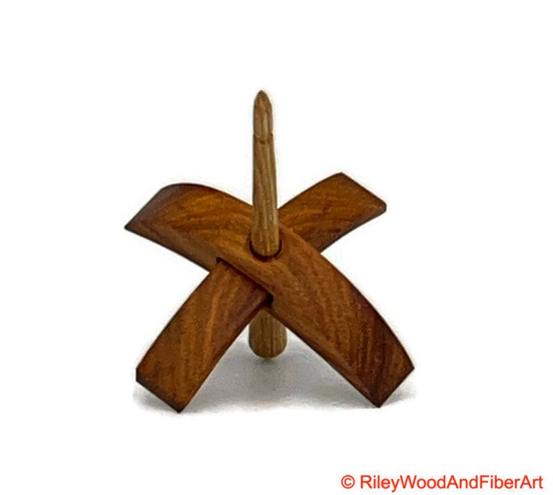 Mini Turkish Drop Spindle - Canary Whorl with Hickory Shaft made by Riley Wood and Fiber Art