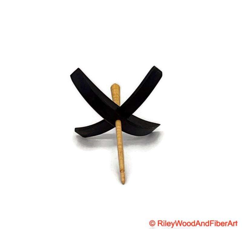 Medium Turkish Drop Spindle - Walnut Whorl with Curly Maple Shaft made by Riley Wood and Fiber Art