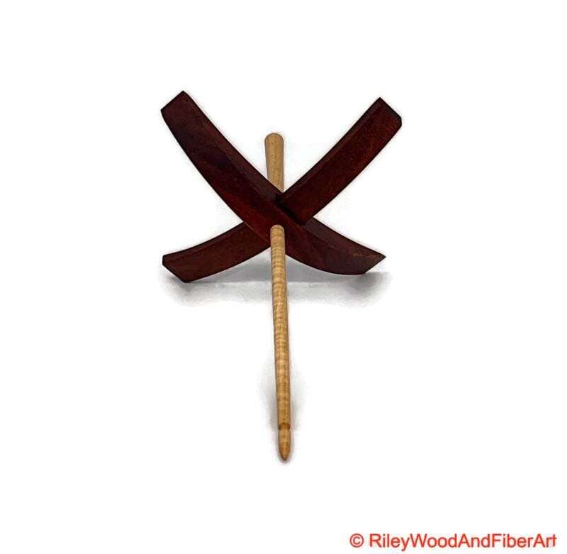 Mega Turkish Drop Spindle - Granadillo Whorl with Curly Maple Shaft made by Riley Wood and Fiber Art