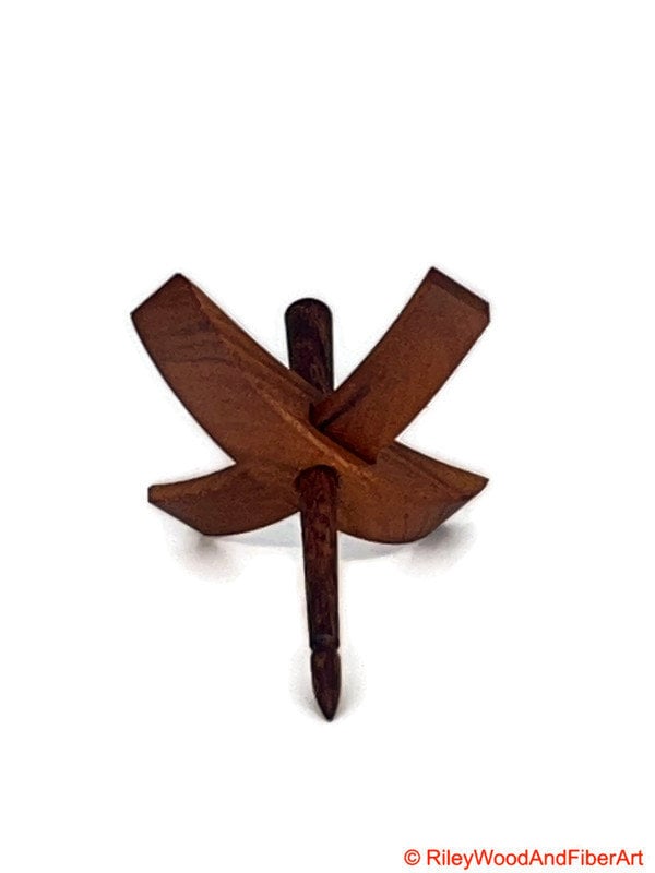 Mini Turkish Drop Spindle - Cherry Whorl with Chechen Shaft on white background