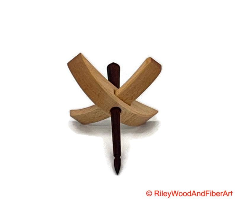 Mini Turkish Drop Spindle - Maple Whorl with Jobillo Shaft on white background
