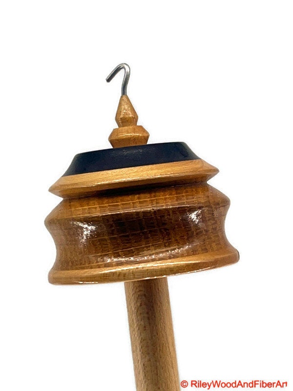 Top Whorl Drop Spindle - Walnut, Maple & White Oak - 45g Made by Riley Wood and Fiber Art