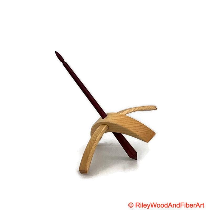 Medium Turkish Drop Spindle - Maple Whorl with Purple Heart Shaft made by Riley Wood and Fiber Art