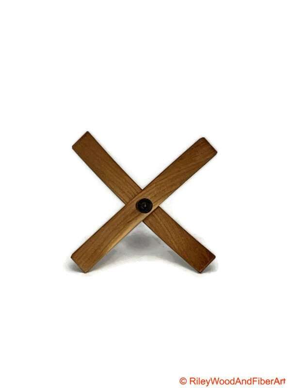 Medium Turkish Drop Spindle - Cherry at Demarcation Whorl with Walnut Shaft made by Riley Wood and Fiber Art