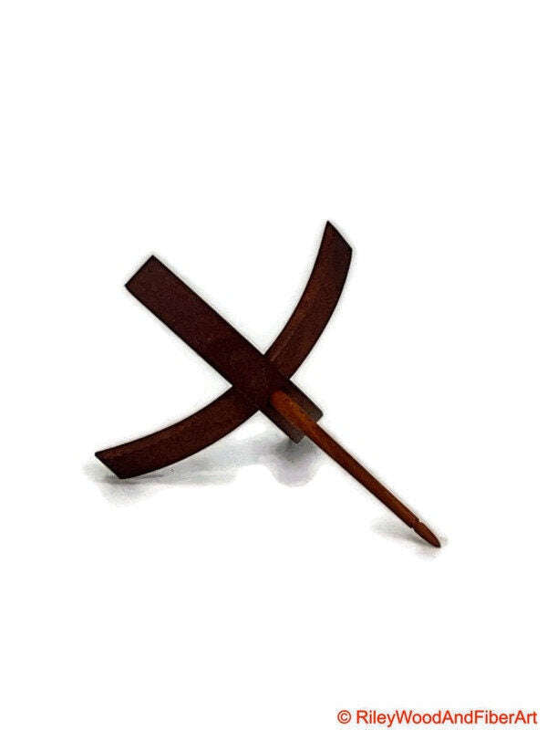 Medium Turkish Drop Spindle - Makore Whorl with Cherry Shaft made by Riley Wood and Fiber Art