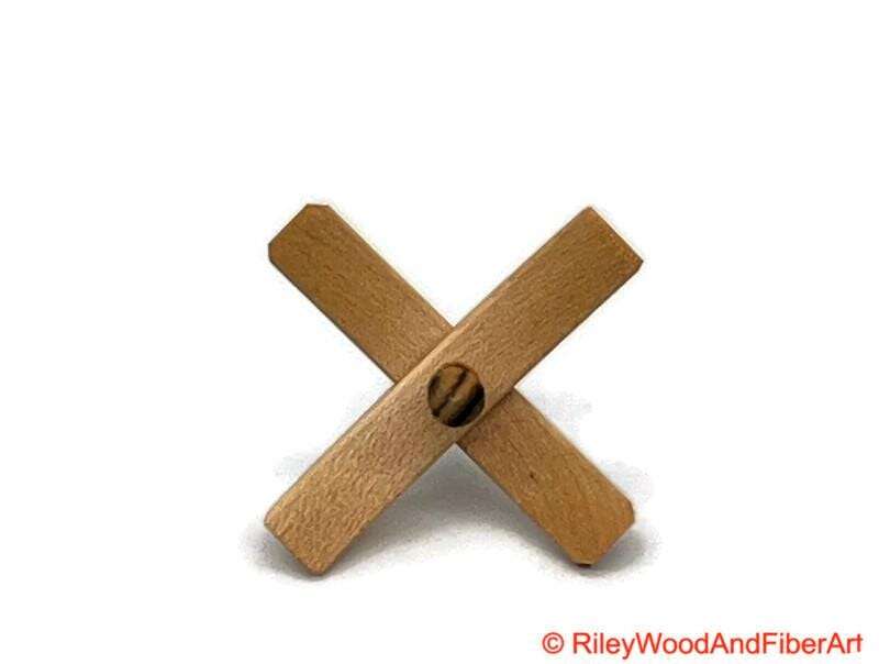 Mini Turkish Drop Spindle - Maple Whorl with Black and White Ebony Shaft made by Riley Wood and Fiber Art