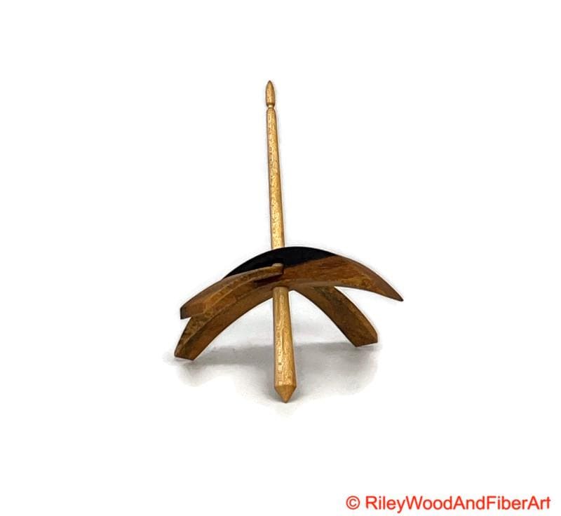 Medium Turkish Drop Spindle - Katalox Mostly Sapwood Whorl with Maple Shaft made by Riley Wood and Fiber Art