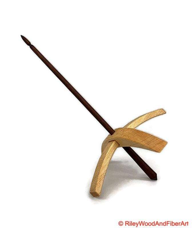 Mega Turkish Drop Spindle - Sitka Spruce Whorl with Walnut Shaft made by Riley Wood and Fiber Art
