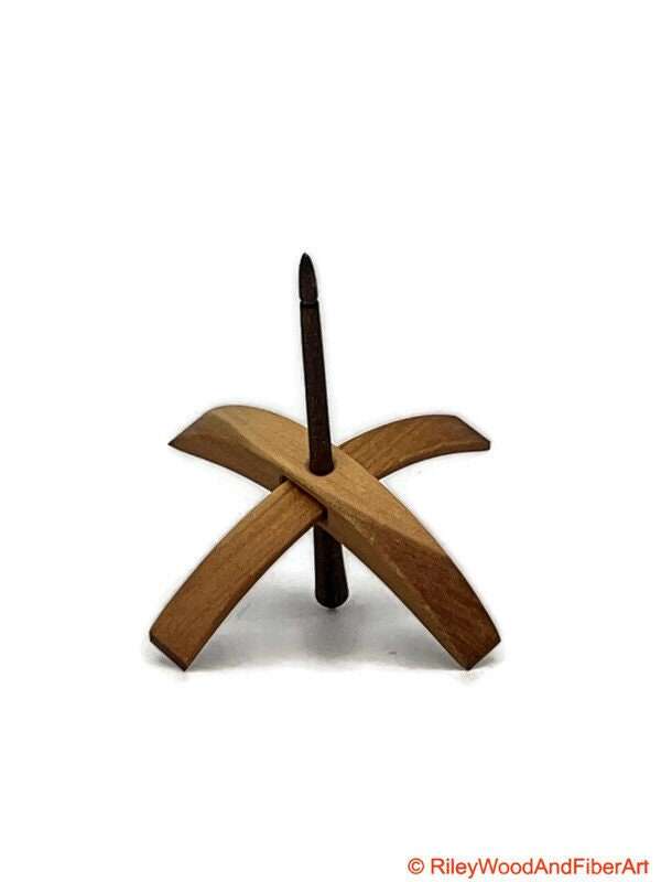 Medium Turkish Drop Spindle - Cherry at Demarcation Whorl with Walnut Shaft made by Riley Wood and Fiber Art