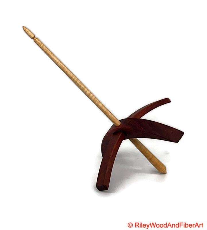 Mega Turkish Drop Spindle - Granadillo Whorl with Curly Maple Shaft made by Riley Wood and Fiber Art