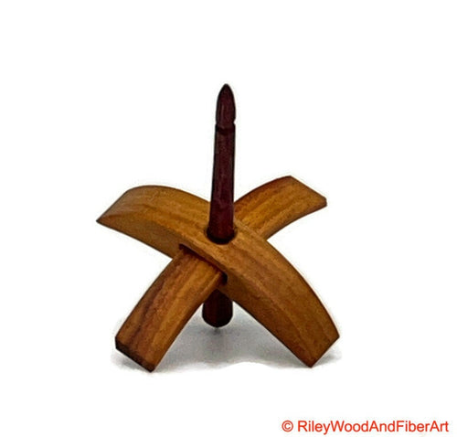 Mini Turkish Drop Spindle - Canary Whorl with Purple Heart Shaft made by Riley Wood and Fiber Art