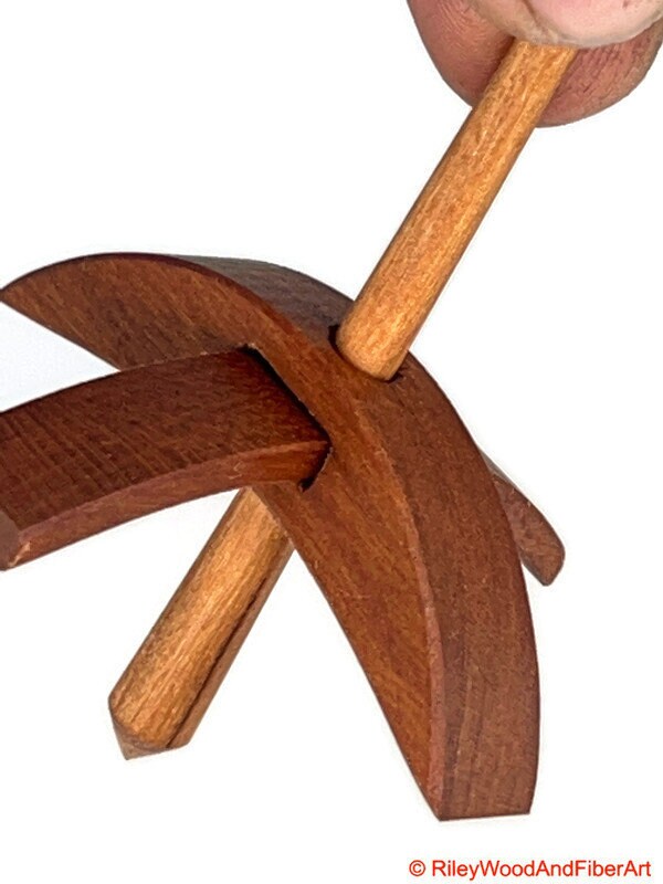 Mini Turkish Drop Spindle - Cherry Whorl with Maple Heartwood Shaft on white background