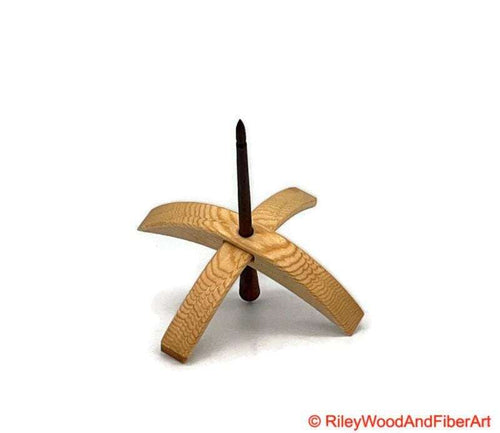 Medium Turkish Drop Spindle - Sitka Spruce Whorl with Jobillo Shaft on white background