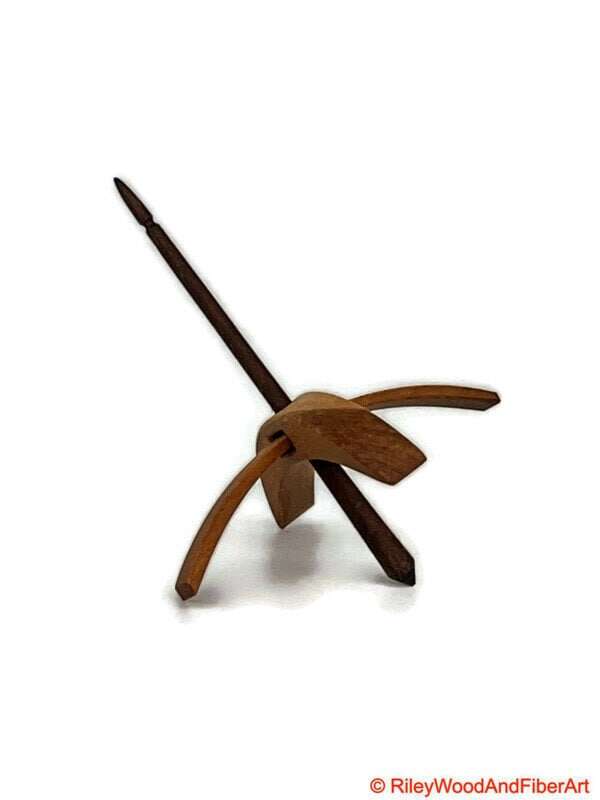 Medium Turkish Drop Spindle - Cherry at Demarcation Whorl with Walnut Shaft made by Riley Wood and Fiber Art