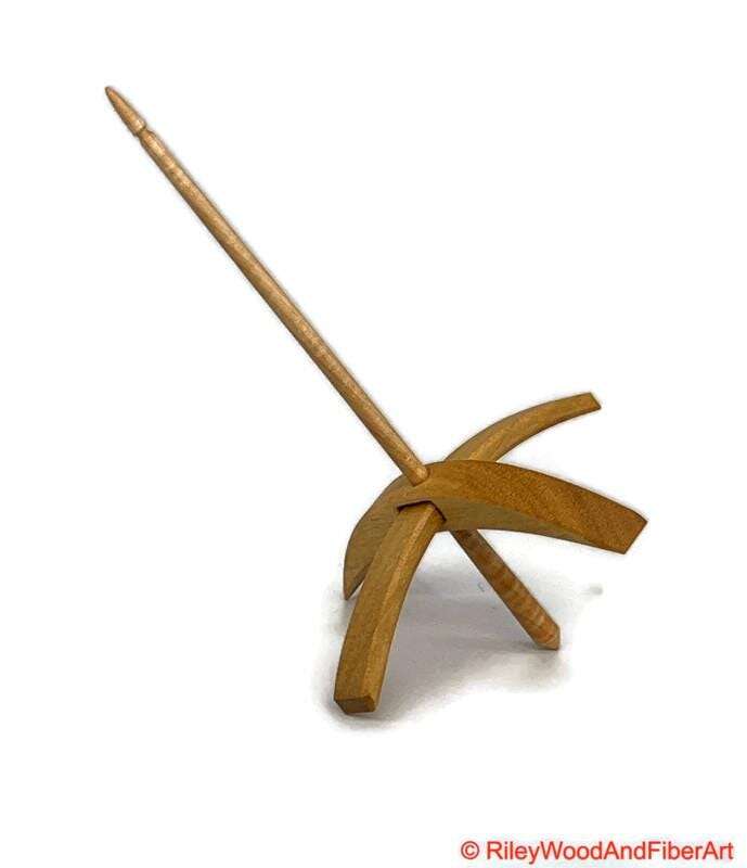 Mega Turkish Drop Spindle - Avodire Whorl with Curly Maple Shaft made by Riley Wood and Fiber Art