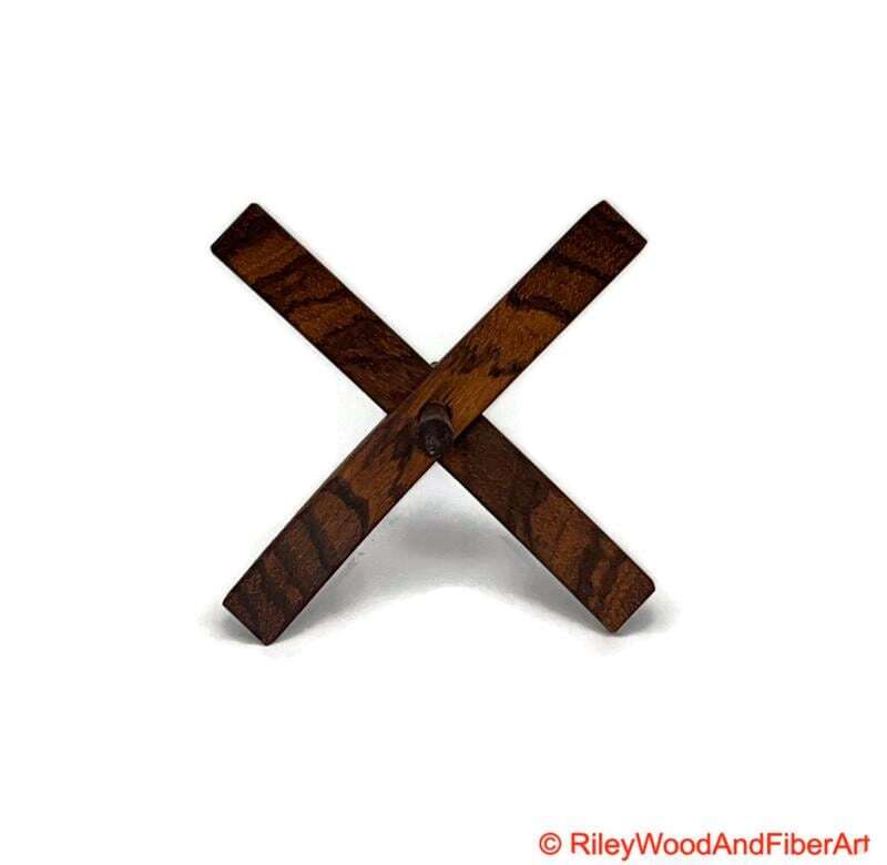 Mega Turkish Drop Spindle - Quartersawn Zebra Whorl with Walnut Shaft made by Riley Wood and Fiber Art
