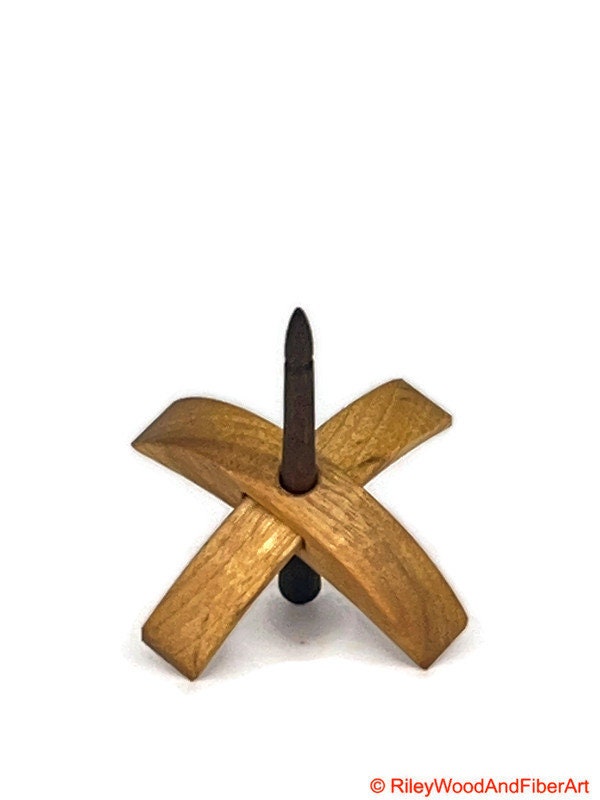 Mini Turkish Drop Spindle - Myrtle Whorl with Walnut Shaft made by Riley Wood and Fiber Art