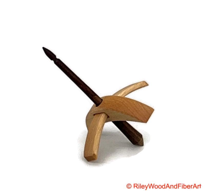 Mini Turkish Drop Spindle - Maple Whorl with Honduran Rosewood Shaft made by Riley Wood and Fiber Art