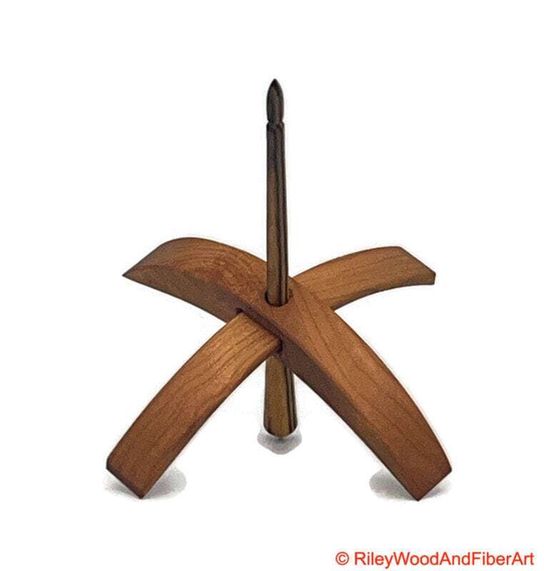 Medium Turkish Drop Spindle - Cherry Whorl with Black & White Ebony Shaft made by Riley Wood and Fiber Art