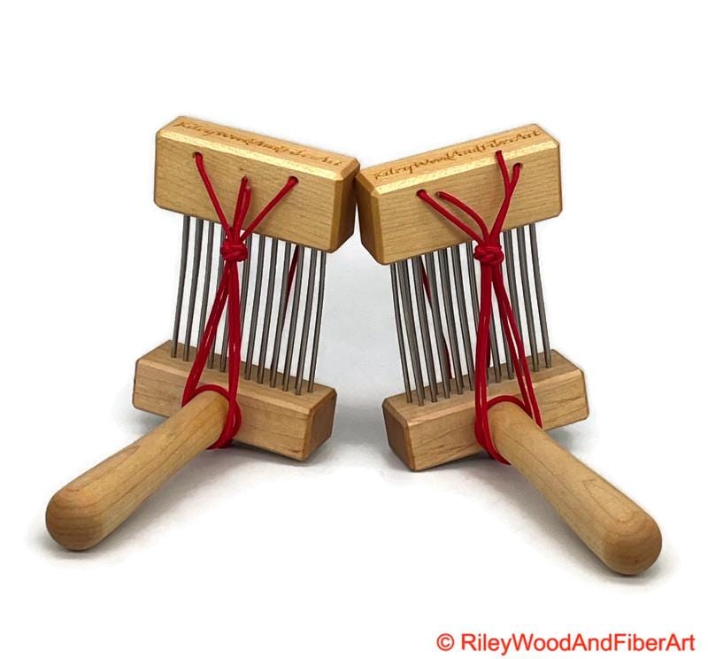 Wool Combs with Covers made by Riley Wood and Fiber Art