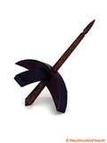 Mini Turkish Drop Spindle - Purple Heart Whorl with Chechen Shaft on white background