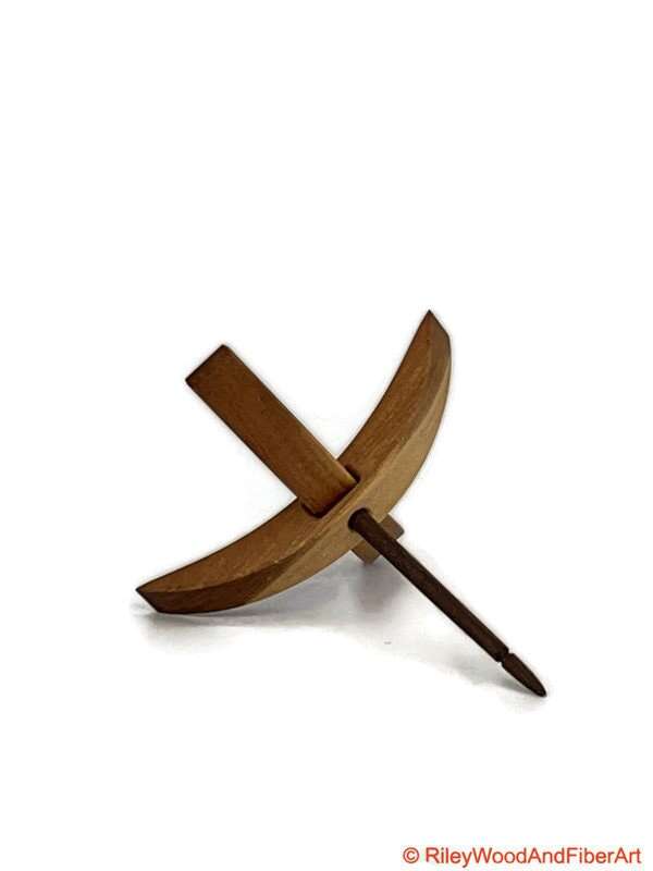 Medium Turkish Drop Spindle - Cherry at Demarcation Whorl with Walnut Shaft made by Riley Wood and Fiber Art