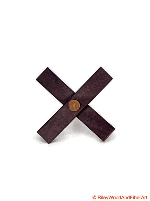 Mini Turkish Drop Spindle - Purple Heart Whorl with Maple Shaft on white background