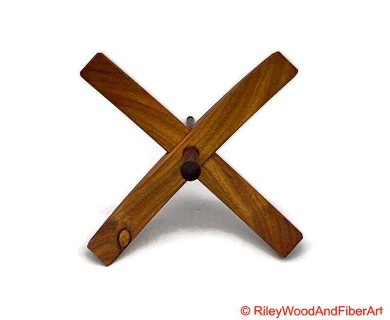 Mega Turkish Drop Spindle - Canary with knot and Purple Heart Shaft made by Riley Wood and Fiber Art