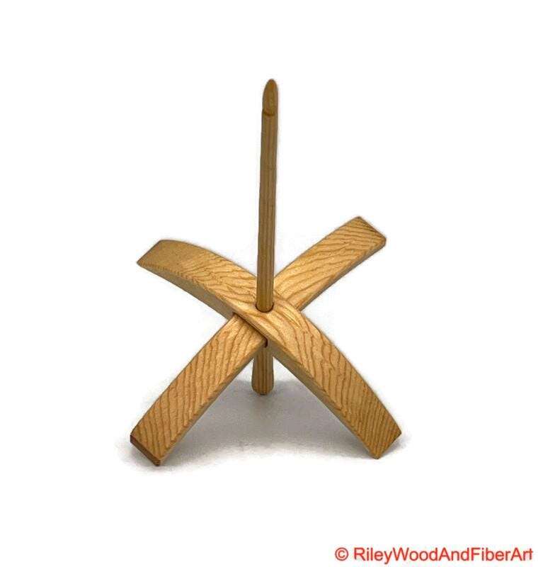 Mega Turkish Drop Spindle - Sitka Spruce Whorl with Maple Shaft made by Riley Wood and Fiber Art