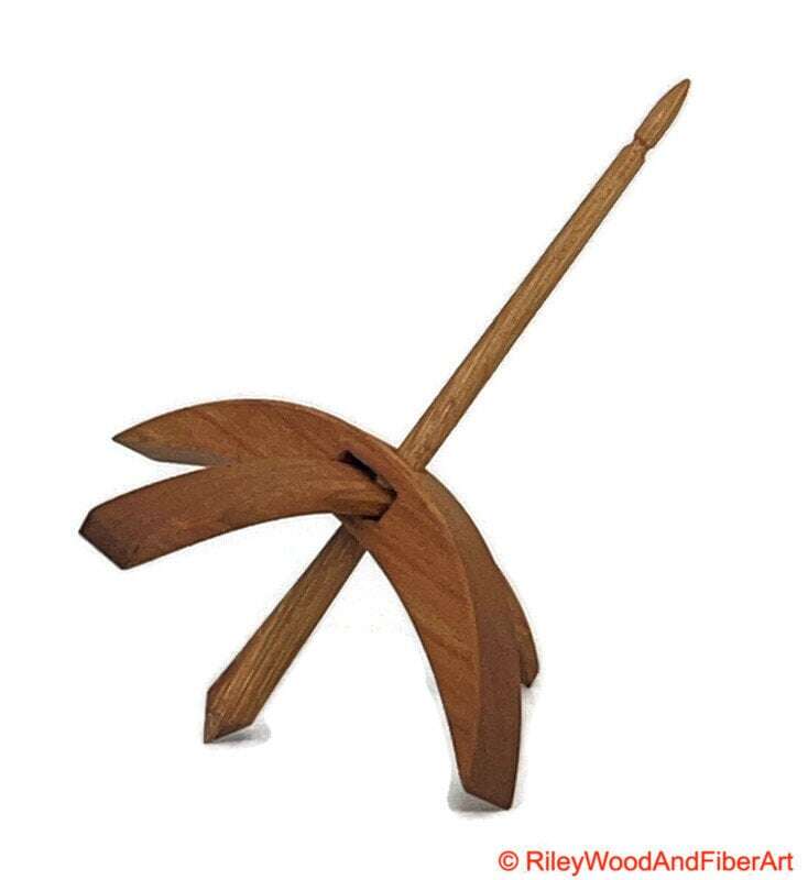Medium Turkish Drop Spindle - Cherry Whorl with Hickory Shaft made by Riley Wood and Fiber Art