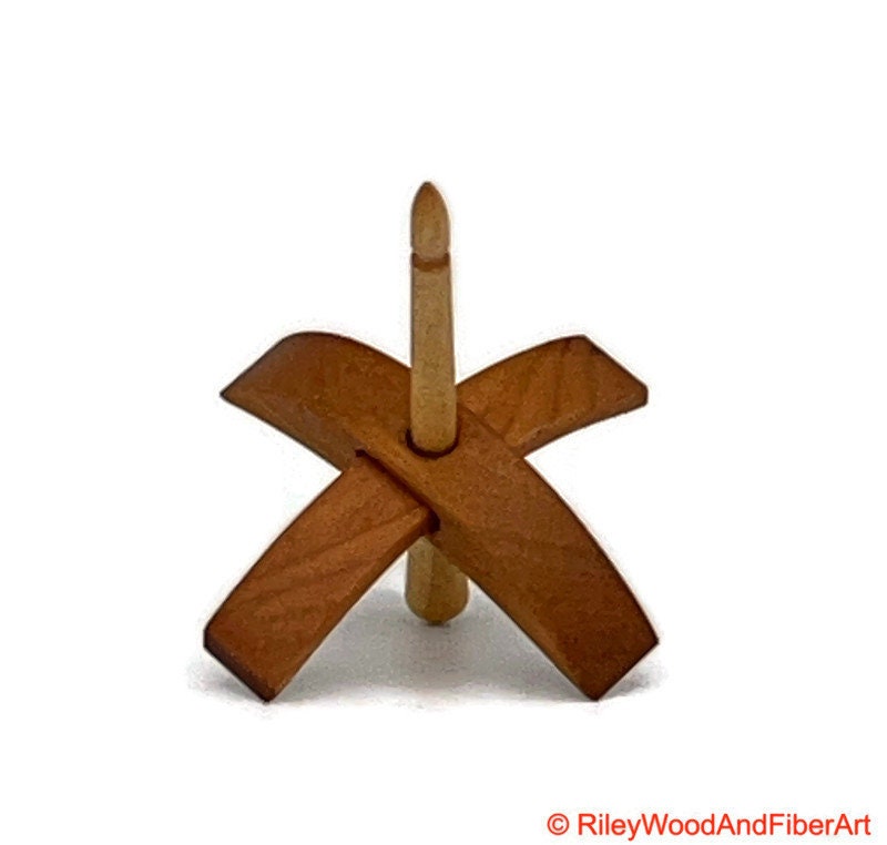 Mini Turkish Drop Spindle - Cherry Whorl with Apple Shaft made by Riley Wood and Fiber Art