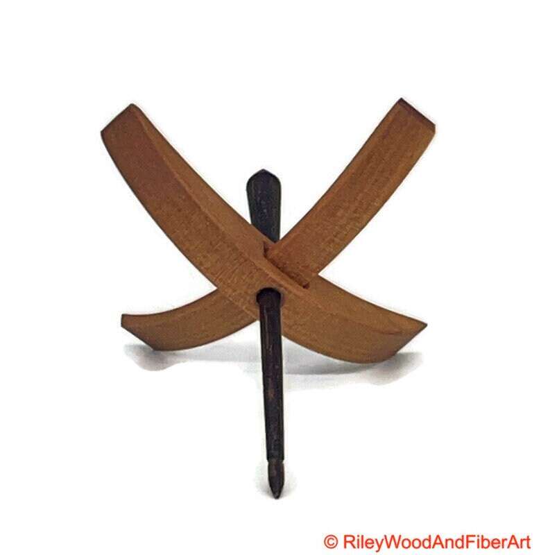 Medium Turkish Drop Spindle - Cherry at Demarcation Whorl with Honduran Rosewood Shaft made by Riley Wood and Fiber Art