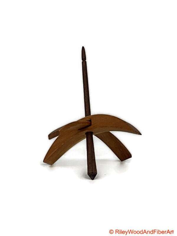 Medium Turkish Drop Spindle - Cherry at Demarcation Whorl with Walnut Shaft made by Riley Wood and Fiber Art