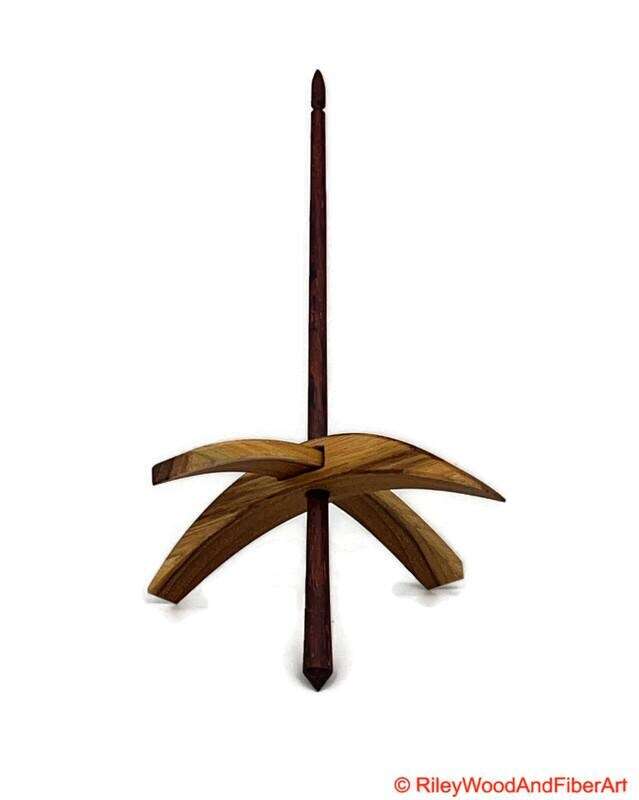 Mega Turkish Drop Spindle - Teak Whorl with Honduran Rosewood Shaft made by Riley Wood and Fiber Art