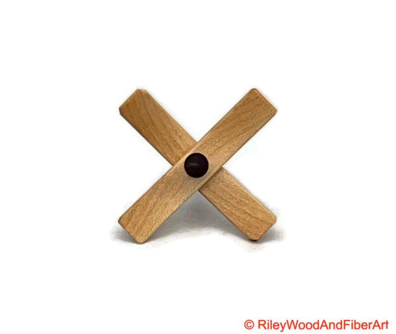 Mini Turkish Drop Spindle - Maple Whorl with Cocobolo Shaft on white background