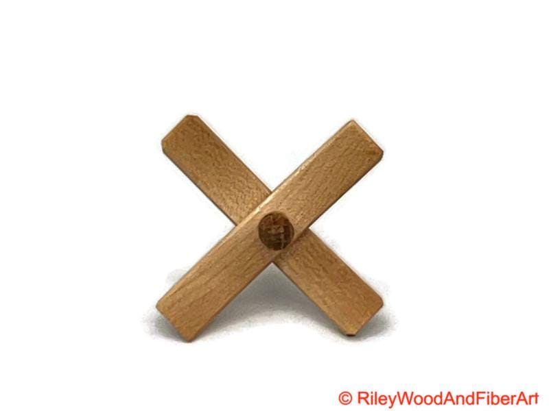Mini Turkish Drop Spindle - Maple Whorl with White Oak Shaft on white background