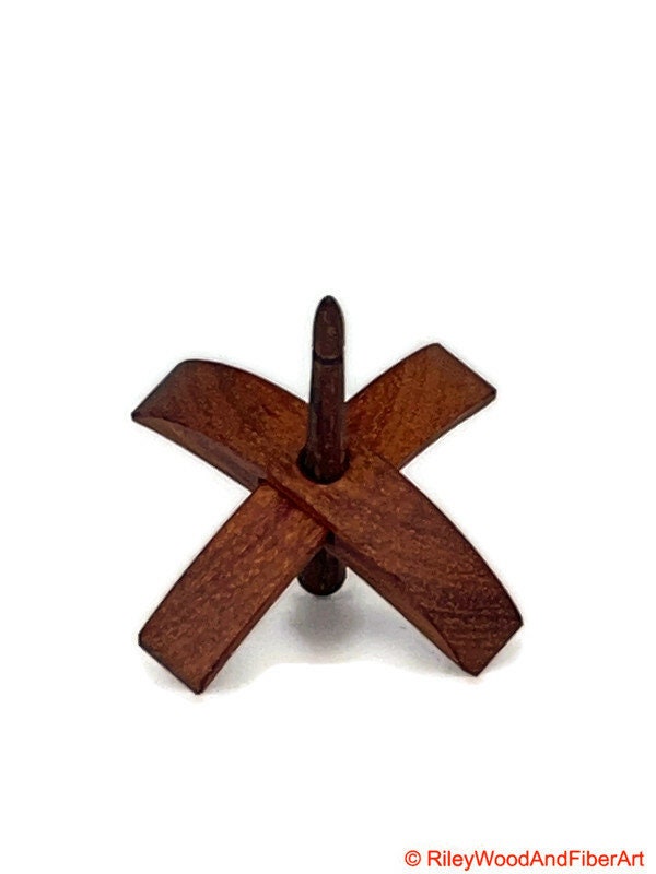 Mini Turkish Drop Spindle - Tzalam Whorl with Honduran Rosewood Shaft on white background