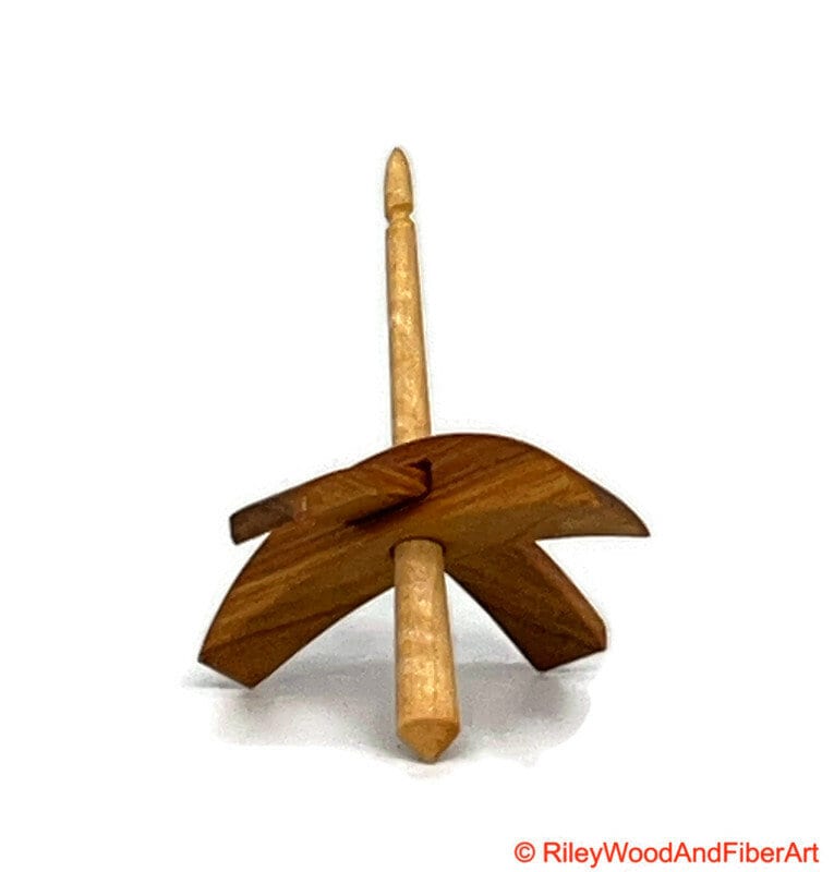 Mini Turkish Drop Spindle - Canary Whorl with Curly Maple Shaft made by Riley Wood and Fiber Art