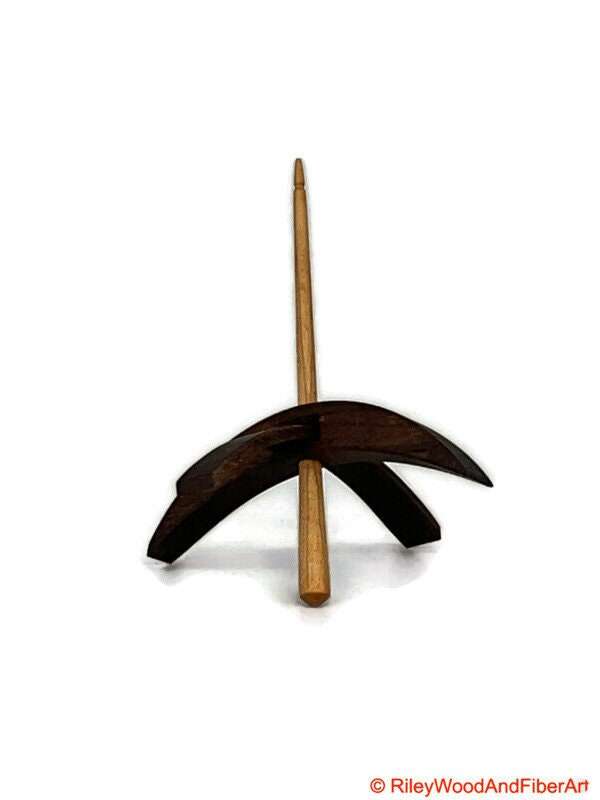 Medium Turkish Drop Spindle - Walnut Whorl with Maple Shaft made by Riley Wood and Fiber Art